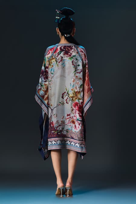 Rajdeep Ranawat Ramona Poncho Kaftan Beige Floral Printed Poncho Kaftan 