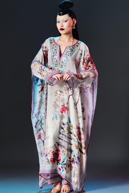 Rajdeep Ranawat Vienna Kaftan Floral Printed Silk Kaftan 