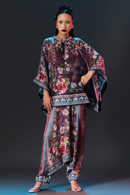 Rajdeep Ranawat Ramona Poncho Multi Printed Silk Poncho 