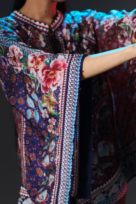 Shop_Rajdeep Ranawat_Multi Color Silk V-neck Ramona Printed _Online_at_Aza_Fashions