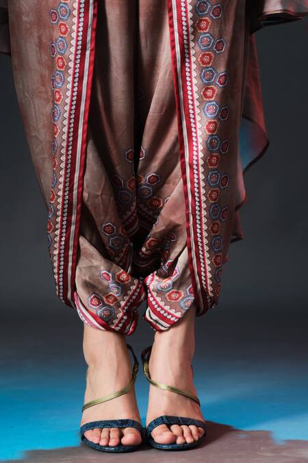 Shop_Rajdeep Ranawat_Beige Modal, Satin Sonth Sage Printed Dhoti _Online_at_Aza_Fashions