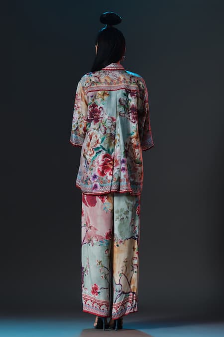 Rajdeep Ranawat Maizah Shirt Floral Print Silk Crop Shirt 