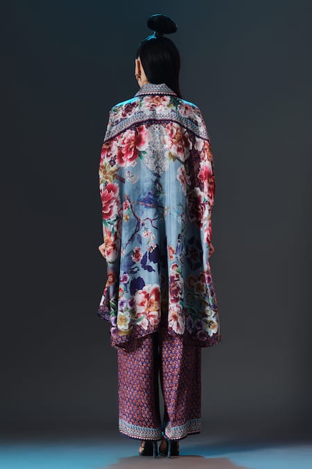 Rajdeep Ranawat Kamara Shirt Kurta Floral Printed Silk Shirt Kurta 