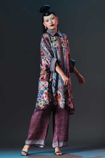 Rajdeep Ranawat Permaz Pant Blue Slate Printed Pant 
