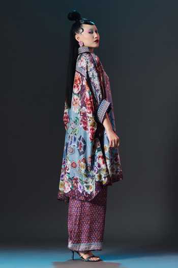 Rajdeep Ranawat_Blue Modal, Satin Permaz Slate Printed _Online_at_Aza_Fashions