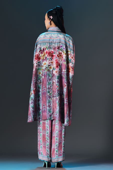 Rajdeep Ranawat Kamara Shirt Kurta Floral Print Silk Shirt Kurta 