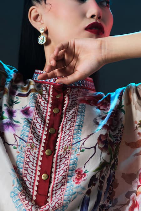 Rajdeep Ranawat_Beige Silk Bandeau Neck Chanel Collar _at_Aza_Fashions