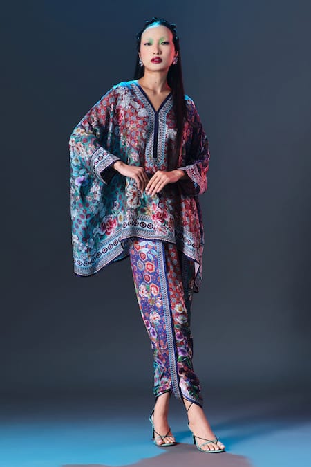 Rajdeep Ranawat_Multi Color Silk V-neck Chanel V _at_Aza_Fashions