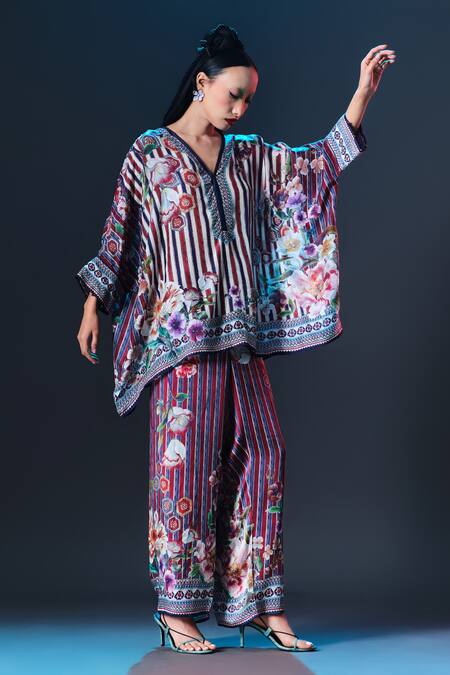 Rajdeep Ranawat_Multi Color Silk V-neck Chanel V _at_Aza_Fashions