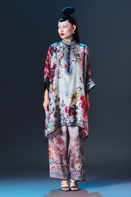 Rajdeep Ranawat Permaz Pant Beige Printed Modal Satin Pant 