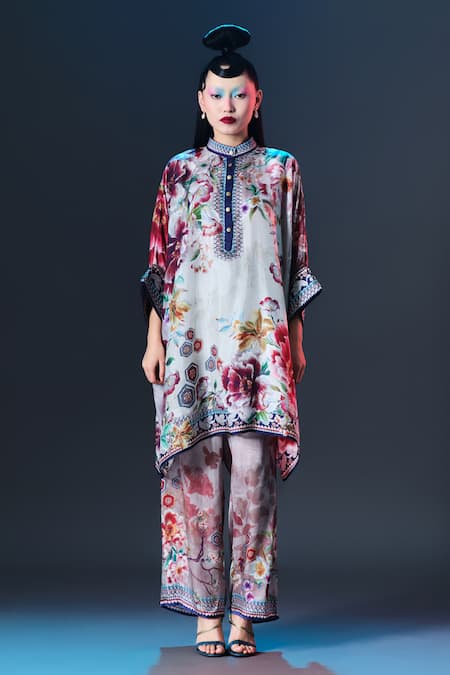 Rajdeep Ranawat_Beige Modal, Satin Permaz Printed _Online_at_Aza_Fashions