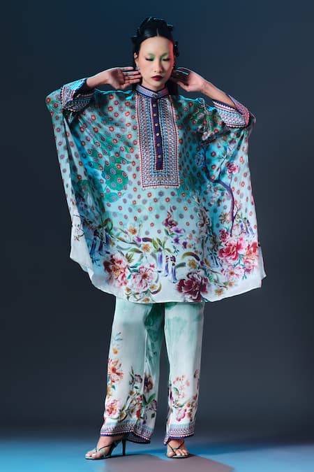 Rajdeep Ranawat Chanel Tunic Mint Blue Designer Band Collar Tunic 