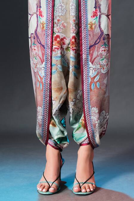 Shop_Rajdeep Ranawat_Beige Modal, Satin Printed _Online_at_Aza_Fashions