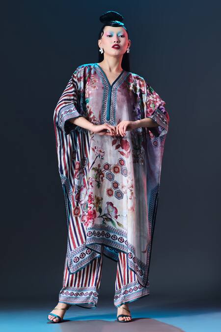 Rajdeep Ranawat_Multi Color Silk V-neck Printed _at_Aza_Fashions