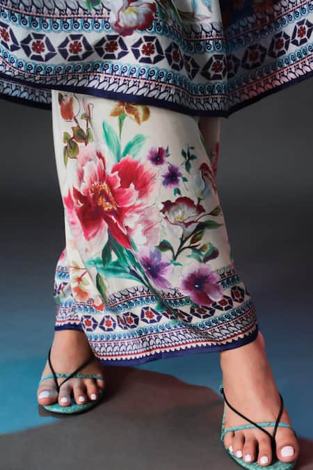 Rajdeep Ranawat_Beige Modal, Satin Permaz Printed _at_Aza_Fashions