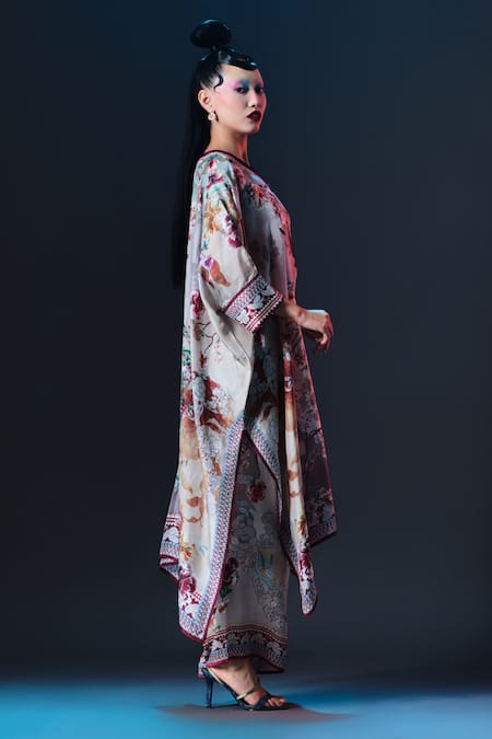 Rajdeep Ranawat_Beige Modal, Satin Permaz And Sage Printed _Online_at_Aza_Fashions