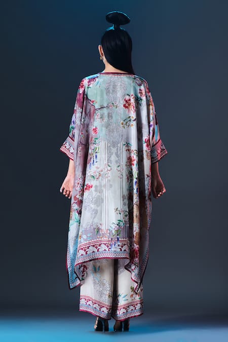 Rajdeep Ranawat Permaz Pant Beige & Sage Printed Modal Satin Pant 