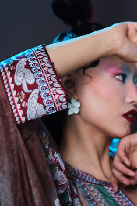 Rajdeep Ranawat_Beige Silk V-neck V _at_Aza_Fashions