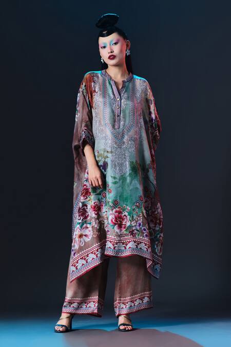 Rajdeep Ranawat_Brown Modal, Satin Permaz Caramel Printed _Online_at_Aza_Fashions