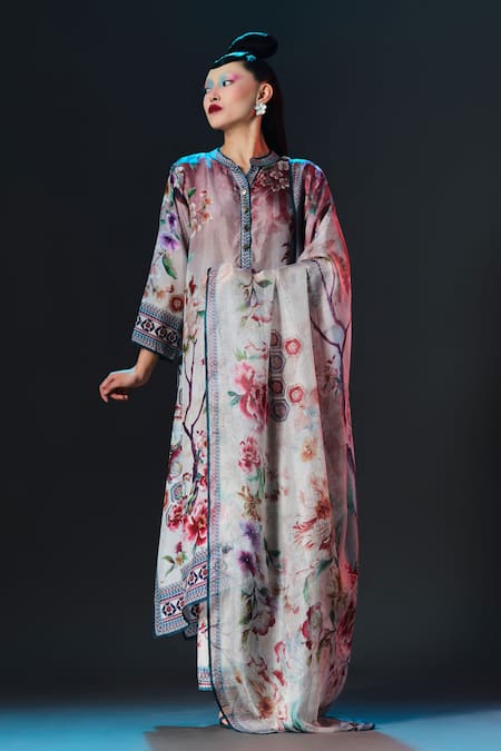 Rajdeep Ranawat Floral Print Silk Zeynep Tunic 