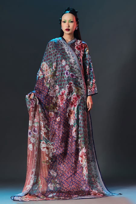 Rajdeep Ranawat_Multi Color Silk Floral _at_Aza_Fashions