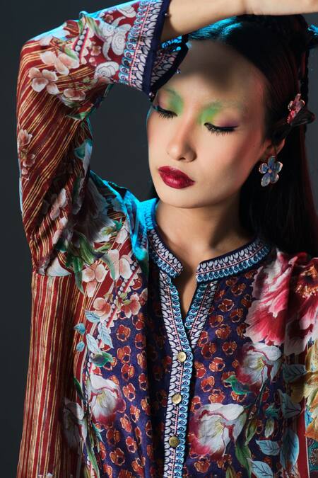 Shop_Rajdeep Ranawat_Multi Color Silk Floral 