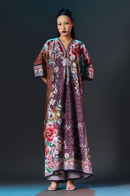 Rajdeep Ranawat Banera Kimono Tunic Banera Multi Printed Kimono Tunic 