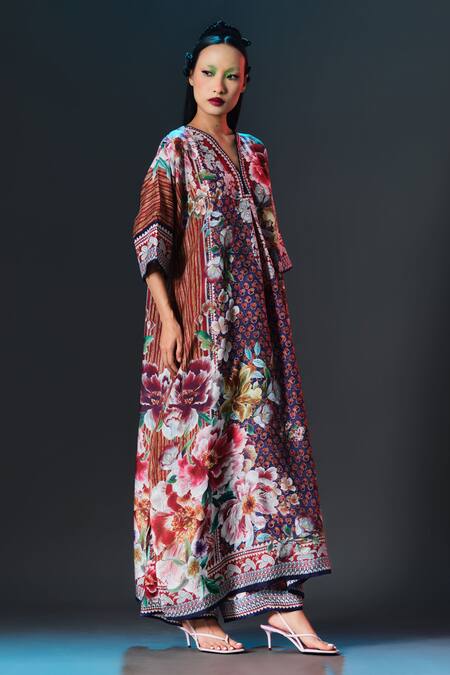 Rajdeep Ranawat_Multi Color Silk V-neck Printed _at_Aza_Fashions