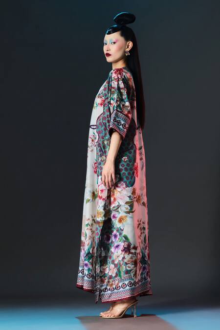 Rajdeep Ranawat_Beige Modal, Satin Permaz Printed _Online_at_Aza_Fashions