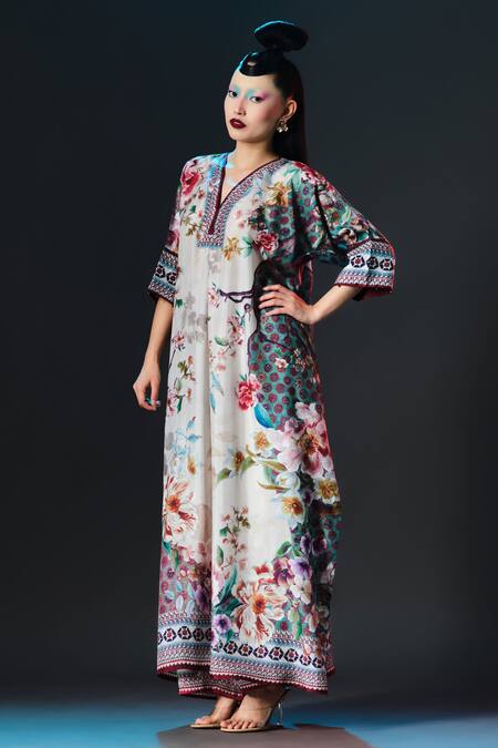 Buy_Rajdeep Ranawat_Beige Modal, Satin Permaz Printed _Online_at_Aza_Fashions