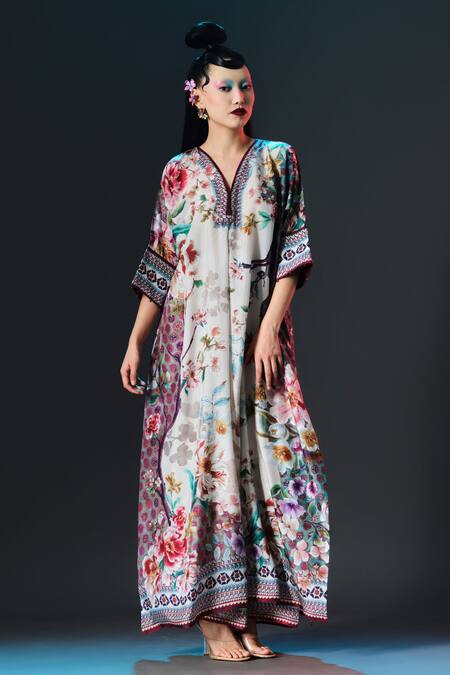 Shop_Rajdeep Ranawat_Beige Modal, Satin Permaz Printed _Online_at_Aza_Fashions