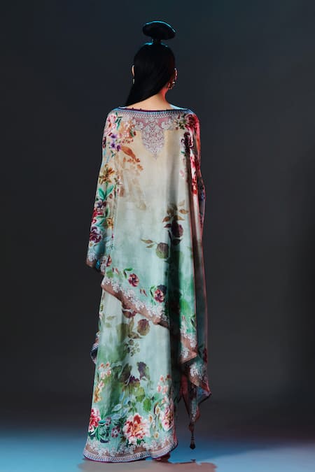 Rajdeep Ranawat Kamini Kurta Floral Print Silk Side Flare Kurta 