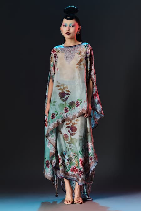 Rajdeep Ranawat Kamini Kurta Floral Print Silk Side Flare Kurta 