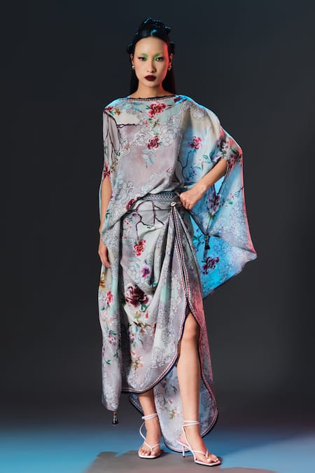 Rajdeep Ranawat Kamini Skirt Printed Silk Side Tuck Up Skirt 