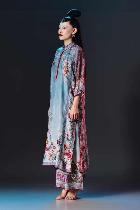 Buy_Rajdeep Ranawat_Blue Modal, Satin Printed _Online_at_Aza_Fashions