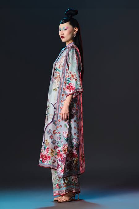 Rajdeep Ranawat Beige Silk Collared Ghazala Floral Print at Aza Fashions Rajdeep Ranawat_Beige Silk Collared Ghazala Floral Print _at_Aza_Fashions