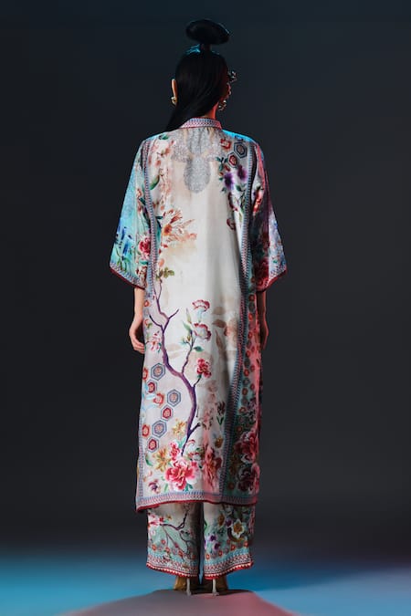 Rajdeep Ranawat Permaz Pant Beige Printed Modal Satin Pant 