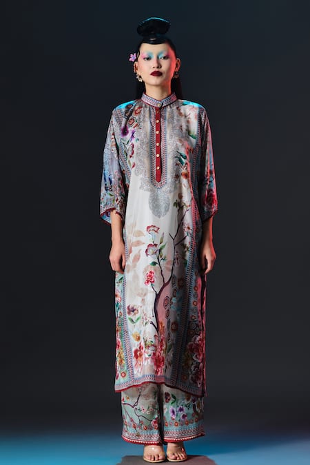 Rajdeep Ranawat Permaz Pant Beige Printed Modal Satin Pant 