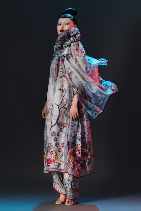 Rajdeep Ranawat_Beige Modal, Satin Permaz Printed _at_Aza_Fashions