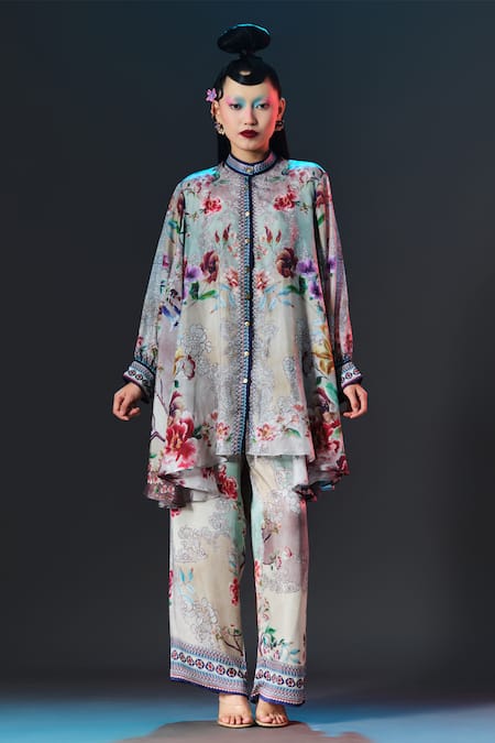 Rajdeep Ranawat Multi Floral Silk Nilofer Tunic 