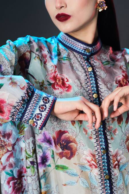 Buy_Rajdeep Ranawat_Multi Color Silk Collared Floral Nilofer Tunic 