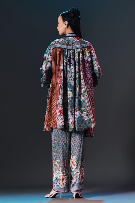 Rajdeep Ranawat Jade Green Silk Nilofer Tunic 