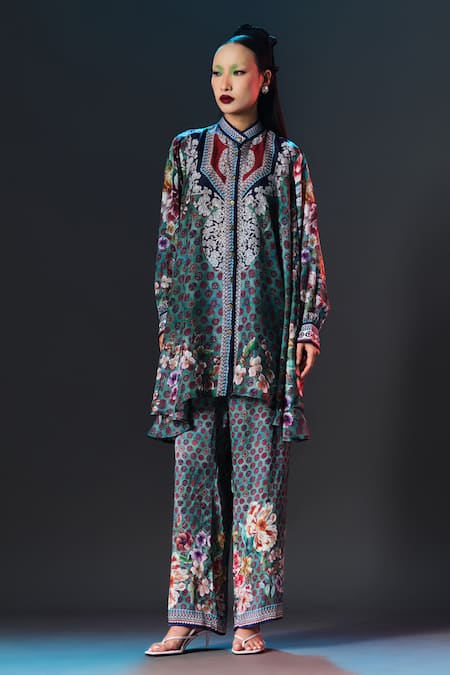 Rajdeep Ranawat Permaz Pant Printed Jade Green Pant 