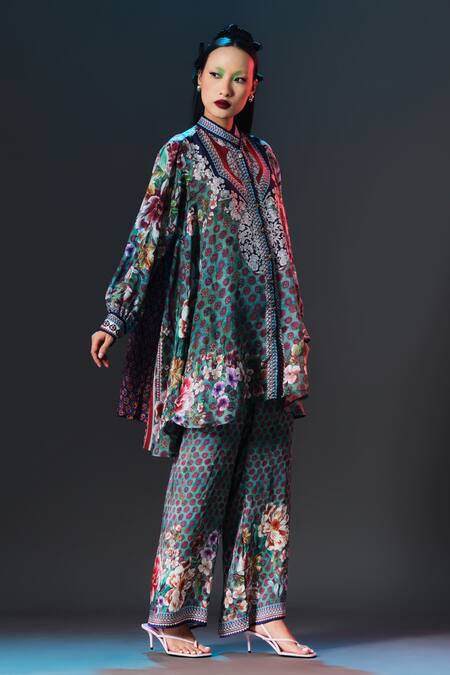 Rajdeep Ranawat_Green Modal, Satin Permaz Printed Jade _at_Aza_Fashions