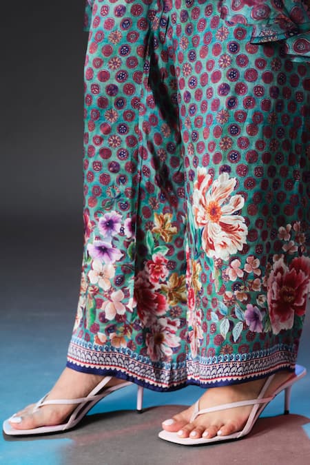 Shop_Rajdeep Ranawat_Green Modal, Satin Permaz Printed Jade 