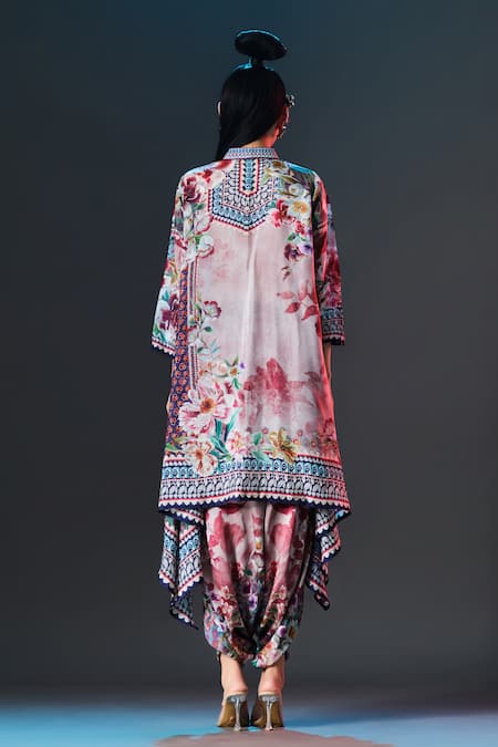 Rajdeep Ranawat Navya Tunic Brick Draped Band Collar Tunic 