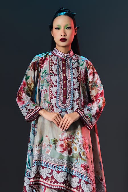 Shop_Rajdeep Ranawat_Beige Modal, Satin Printed 