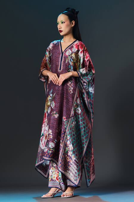 Rajdeep Ranawat_Multi Color Silk V-neck Kaliza V Floral _at_Aza_Fashions