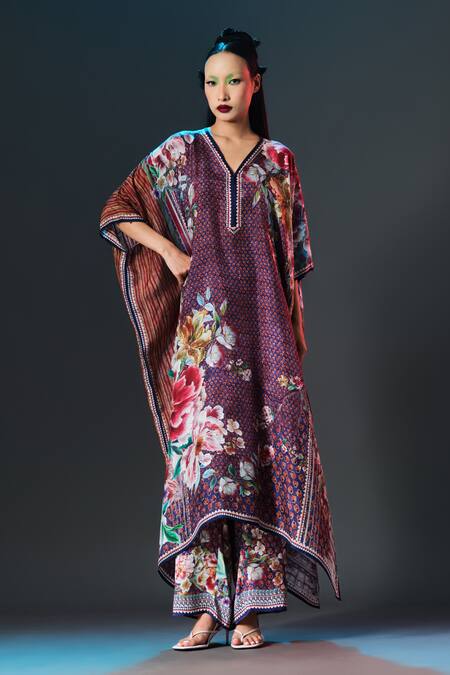 Buy_Rajdeep Ranawat_Multi Color Silk V-neck Kaliza V Floral 