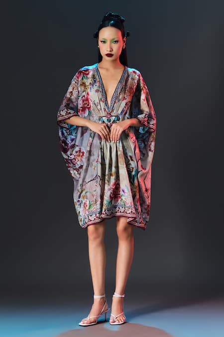 Rajdeep Ranawat Maya Kaftan Floral Print Silk Kaftan 
